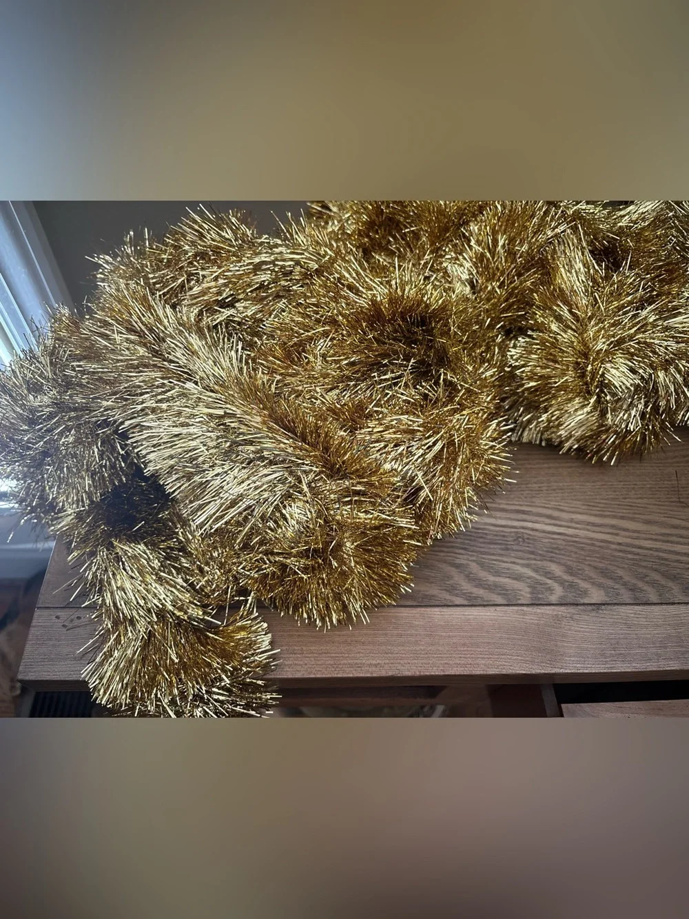 NOS Vintage Gold Tinsel Garland Christmas Decor 3 Pieces = 884”/73.5Feet